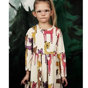 Mini Rodini Designer Baby Roe Dear Dress Organic Cotton Size 92/98 1.5-3 years